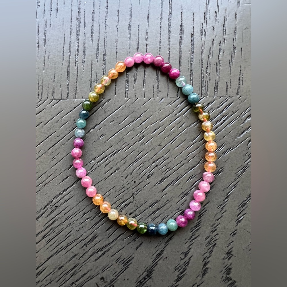 Watermelon tourmaline bracelet 4mm SIZE 6.5’ - Picture 2 of 4